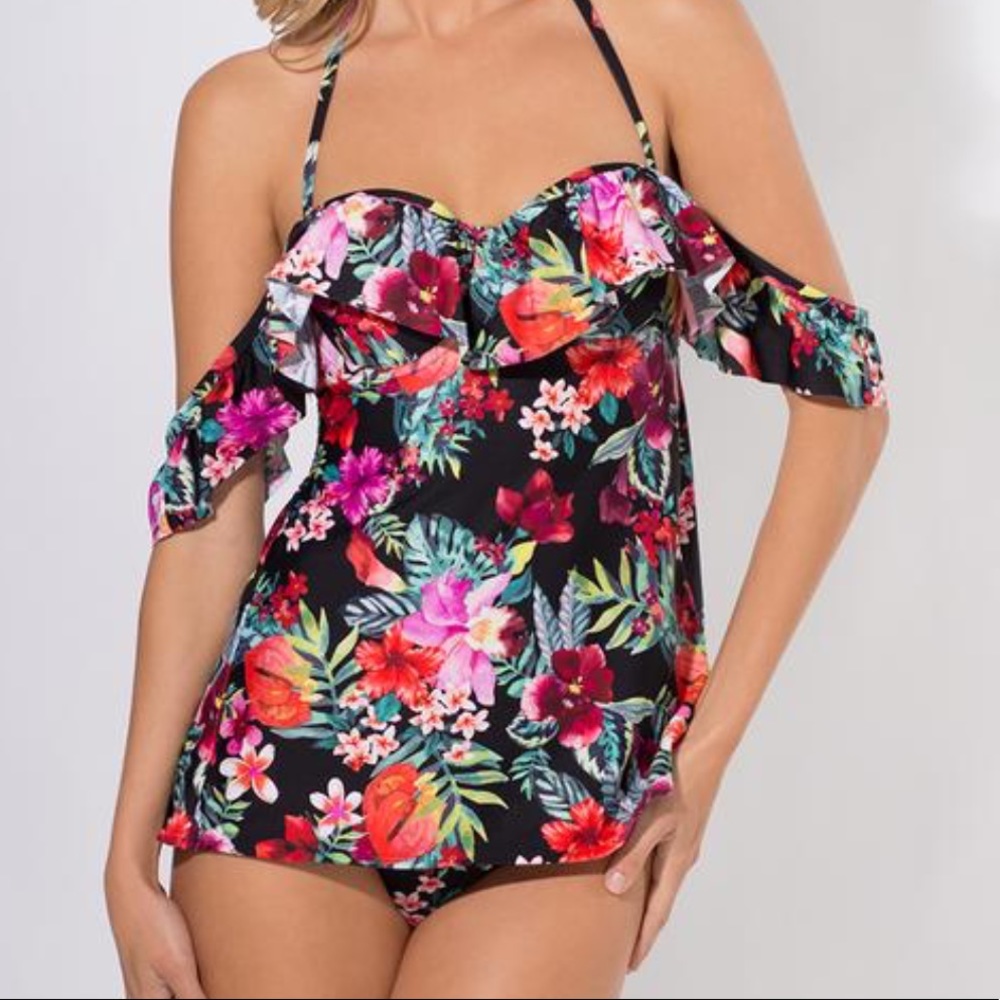 NWT Smart & Sexy Floral Underwire Tankini Top.
